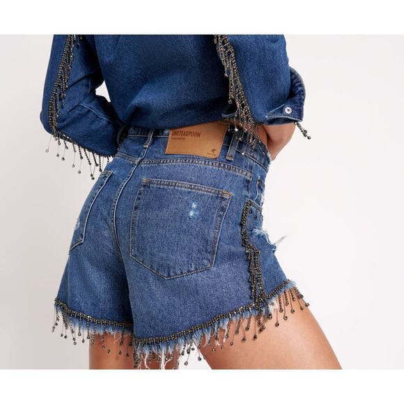 Anthropologie One Teaspoon Razzle Dazzle Truckers Mid Waist Relaxed Shorts NWT - Picture 9 of 12